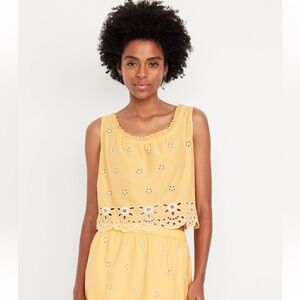 Old Navy size Large Yellow Eyelet Sleeveless Top